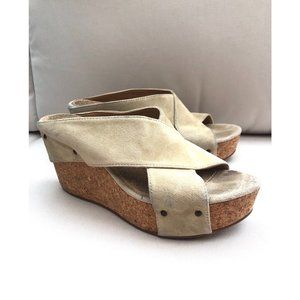 Splendid Tan Suede Cork Wedge Sandal 10